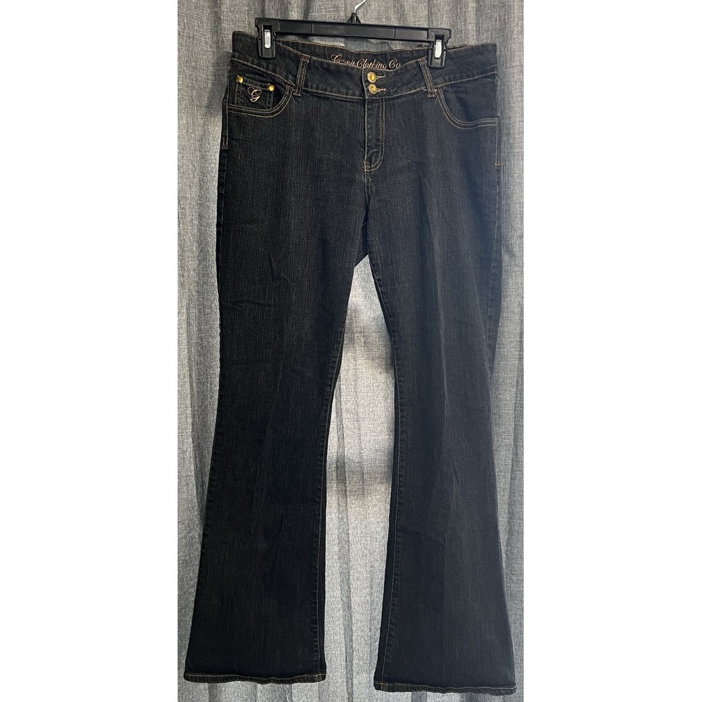 G-Unit Jeans Size 13 Black Denim Bootcut Mid Rise Embroidered GOLD Pockets VNTG